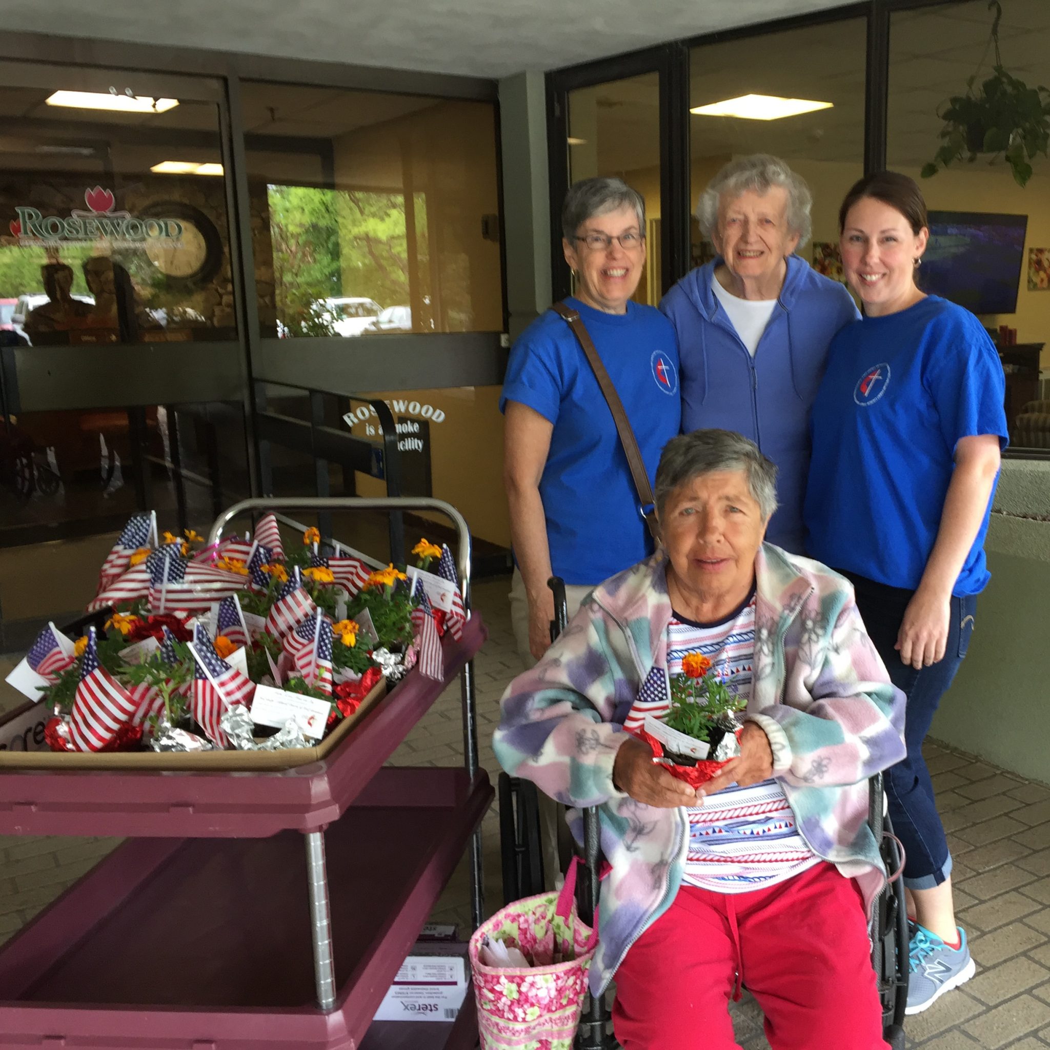 church members delivering flowers