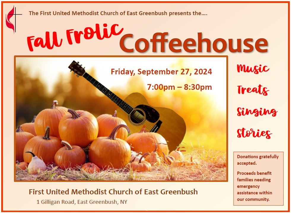 Fall Frolic Coffeehouse Friday September 27, 2024 7pm - 8:30pm