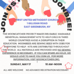 Moonbee - Sunday May 17 10 AM-Noon Make reusable washable menstrual kits for girls in third world countries.