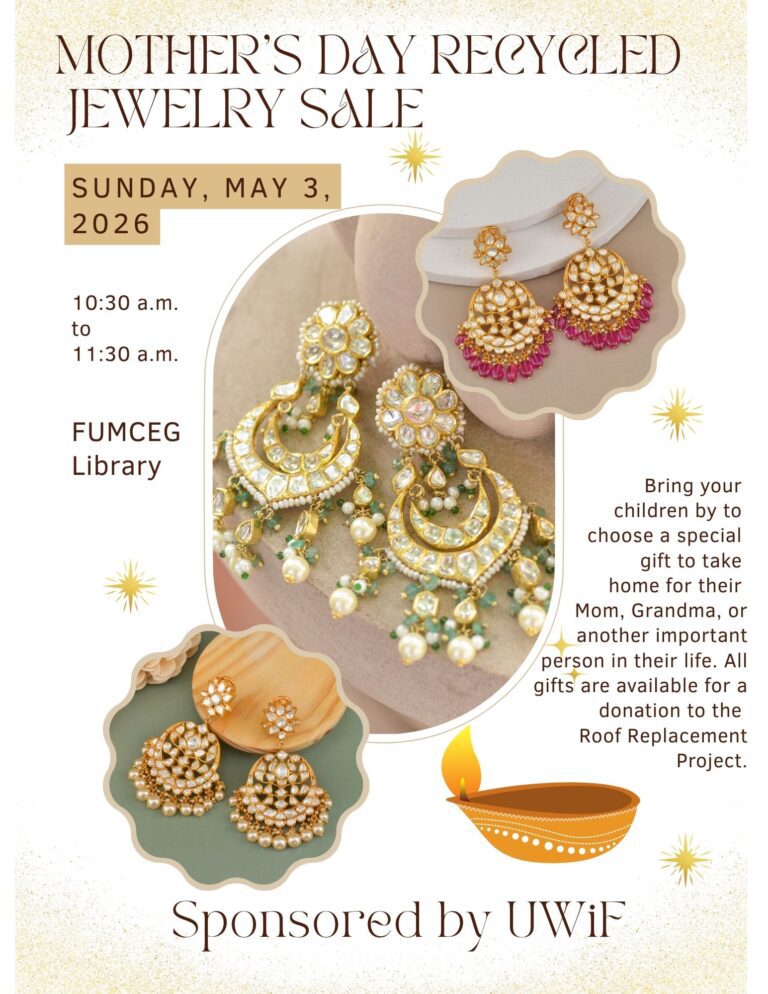 May 3, 10:30-11:30 Church Library Mother's Day Recycled Jewelry Sale