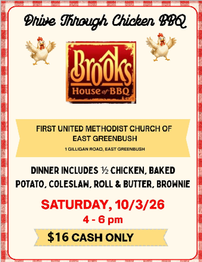 Brooks BBQ Saturday, Oct 3, 2026 4:00-6:00 PM $16