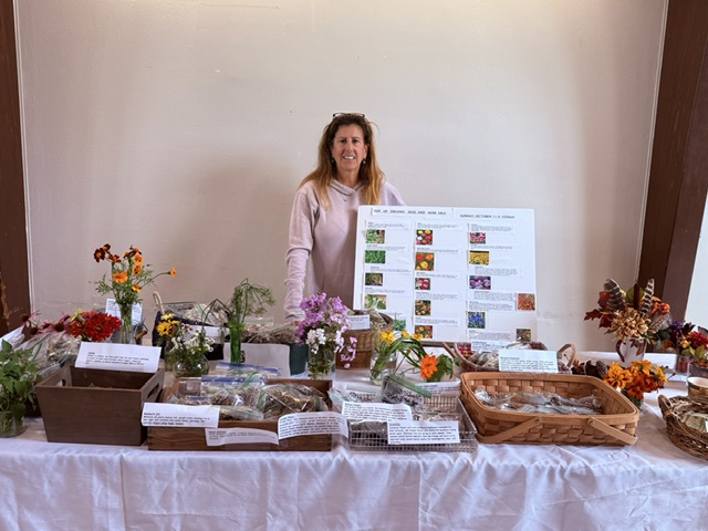 Susie Calyer selling seeds from the church gardens to raise money for Missions