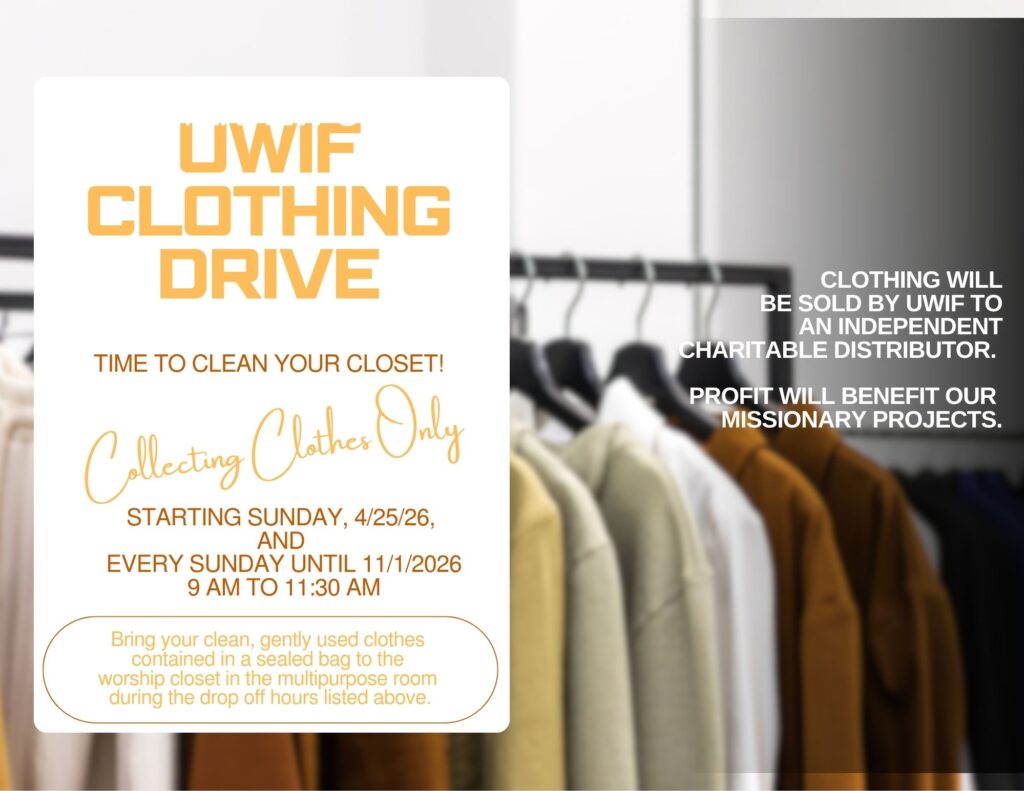 UWIF clothing drive until 11/1/2026